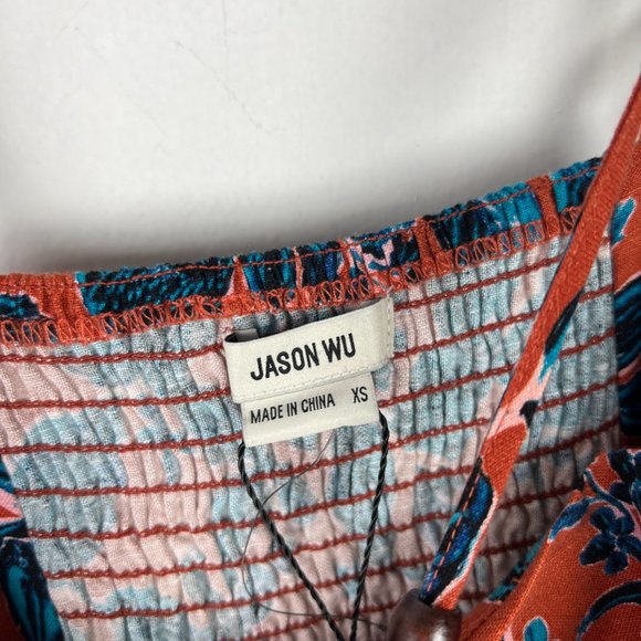 NWT Jason Wu Terracotta Cutout Floral Midi Dress Linen Blend Size XS NEW - Picture 8 of 16